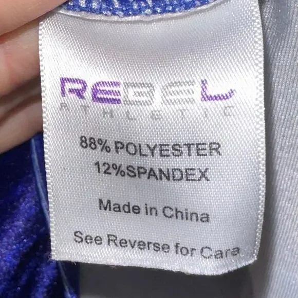 Rebel Athletics Youth Purple Printed Stretch Velvet Cheer Crop Top Size YL